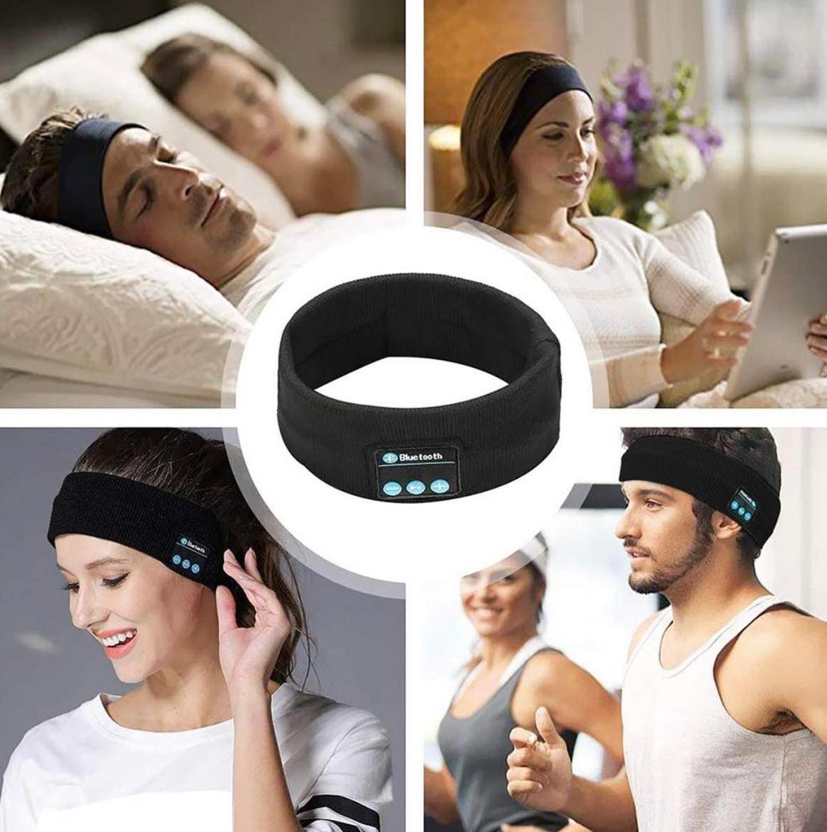 Bluetooth Wireless Headband Washable W/Built-in Speakers & Mic | Grey