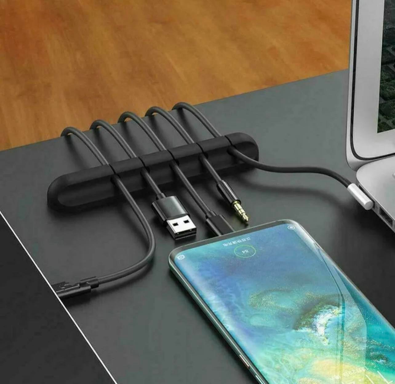 Cable Clips Cord Management Desk Organiser Adhesive Back | 3pcs Pack | Black