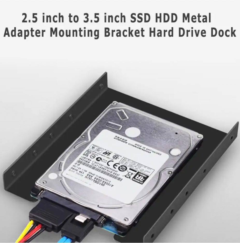 2.5 to 3.5 Hard Drive Adapter, SNANSHI SSD Mounting Bracket SSD HDD Metal  Mounting Bracket 2.5 to 3.5 Adapter for PC SSD (Pack of 2)