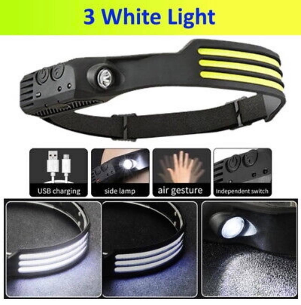 Triple Strips COB LED Induction Sensor Headlamp W/Built-in Battery | 2 Style | W689-3