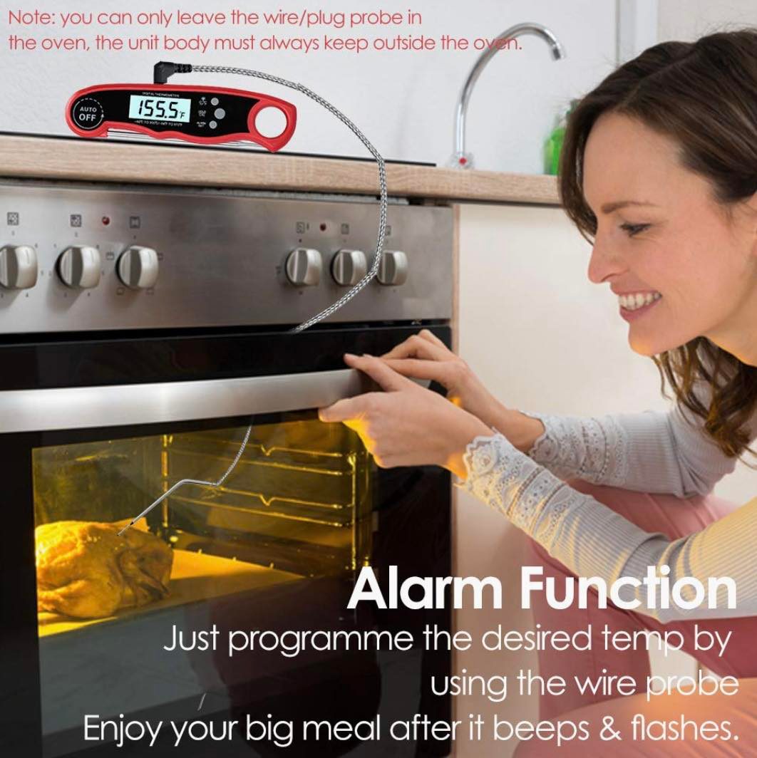 Dual Probe Meat/Grill Thermometer W/Alarm Function for Oven Safe | Red