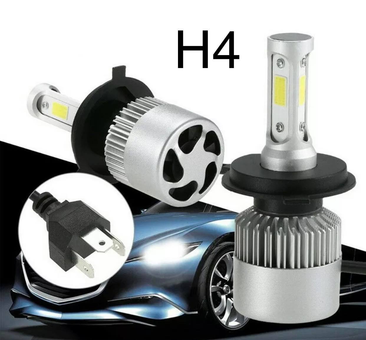 Pair Car COB LED Headlights Bulbs Globes W/Fan | H4-H7-H8/H9/H11
