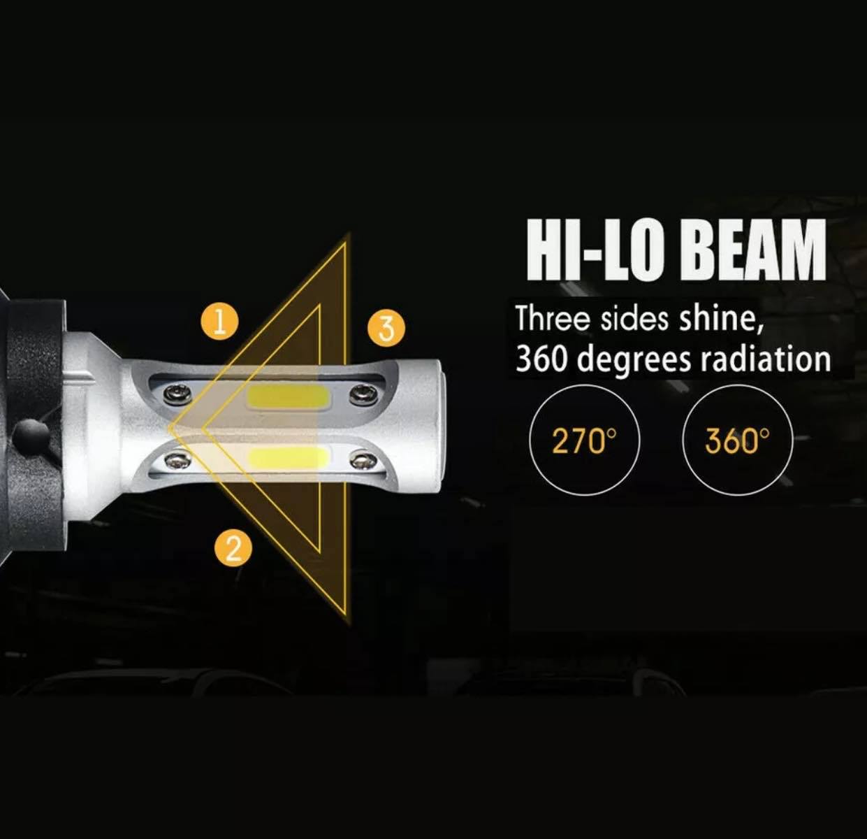 Pair Car COB LED Headlights Bulbs Globes W/Fan | H4-H7-H8/H9/H11