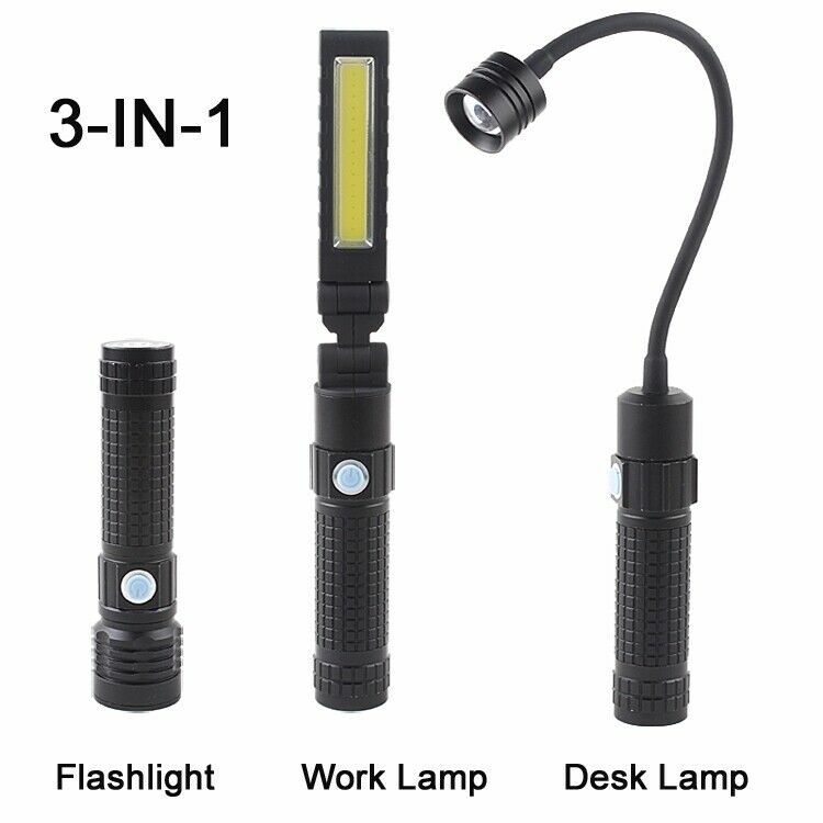 3 in 1 Interchangeable Heads Multi-functional Work Torch with Magnetic Base
