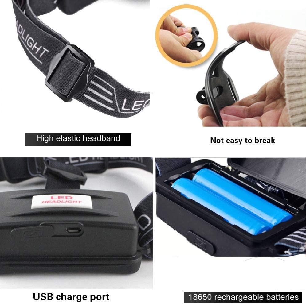 4 Cree LED and Twin COB Sensor Head Lamp - Rechargeable