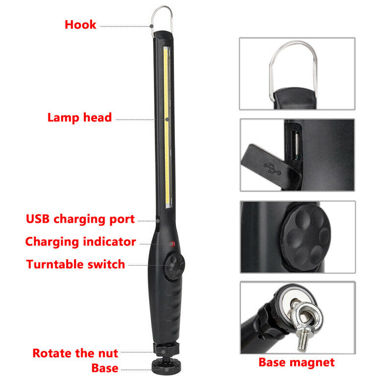 Swivel Head Work Lamp With Magnetic Base - Rechargeable