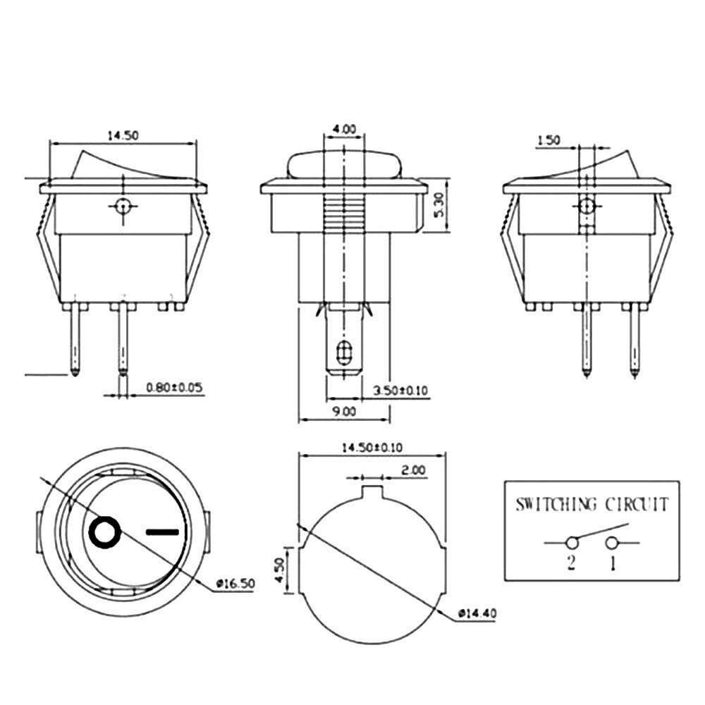 12V 24V 2 Pin Round Rocker Switch