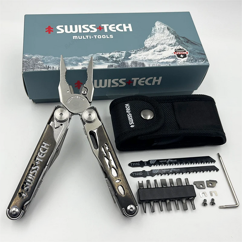 SWISS TECH 37 In 1 Folding Multitool Pliers Multi Tool Scissors