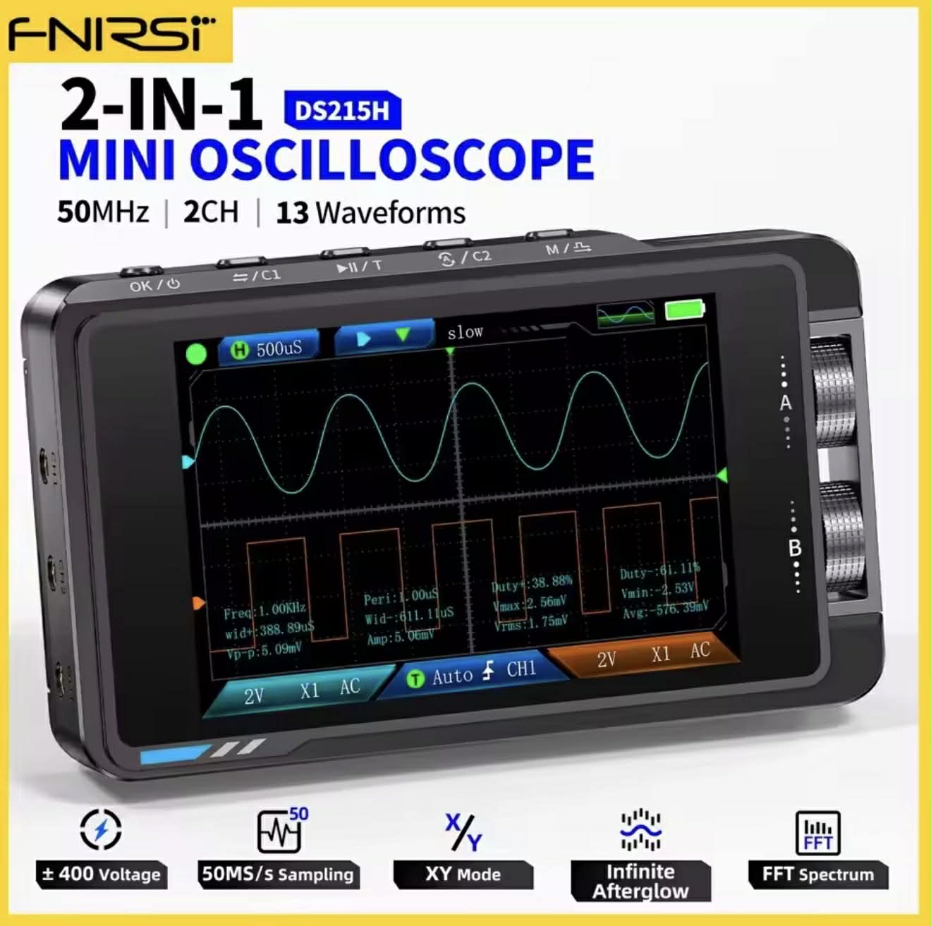 FNIRSI DS215H Handheld 2IN1 Dual Channel Oscilloscope
