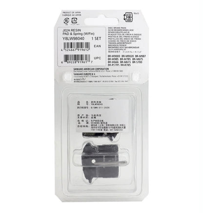SHIMANO J02A Resin Disc Brake Pads & Spring (W/Fin) | XTR, XT, SLX, ALFINE