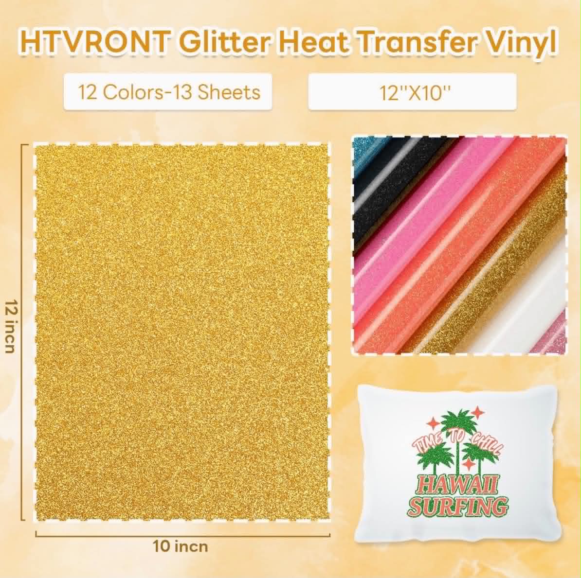 HTVRONT Glitter Heat Transfer Vinyl - 13 Sheets 12" x 10"