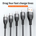 4 in 1 USB Cable For iPhone 13 12 11 6A 66W 100W Data Cable
