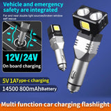 Flashlight Mini Car Chargeable Lantern Powerful Lamp Built-in Li-ion Battery Car Cigarette Lighter Socket Light
