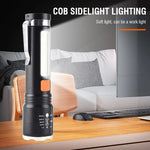 P50 Powerful LED Flashlight 4-Modes Type-C Rechargeable Tactical Telescopic Torch High Power Flashlight Emergency Light