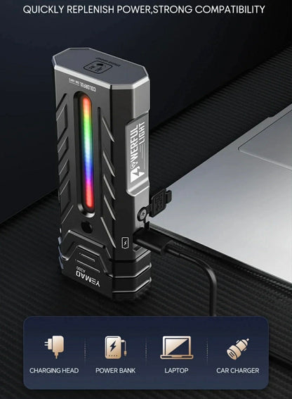 YEMAO A200 Powerful Long-Range EDC Flashlight W/Atmosphere Light, Magnet & Clip