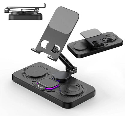 6-IN-1 Wireless Charger Dock Station W/Clock LED | Y21