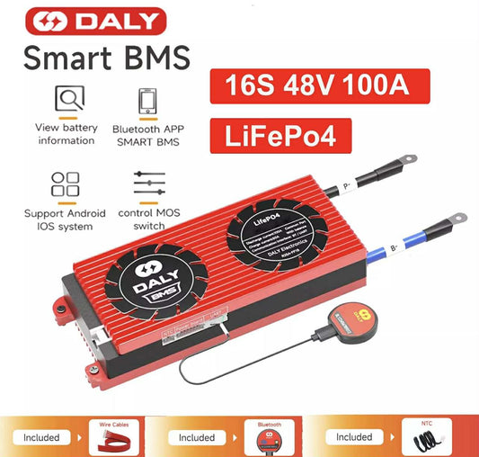 DALY Smart BMS LiFePo4 16S 48V 100A W/UART & BT