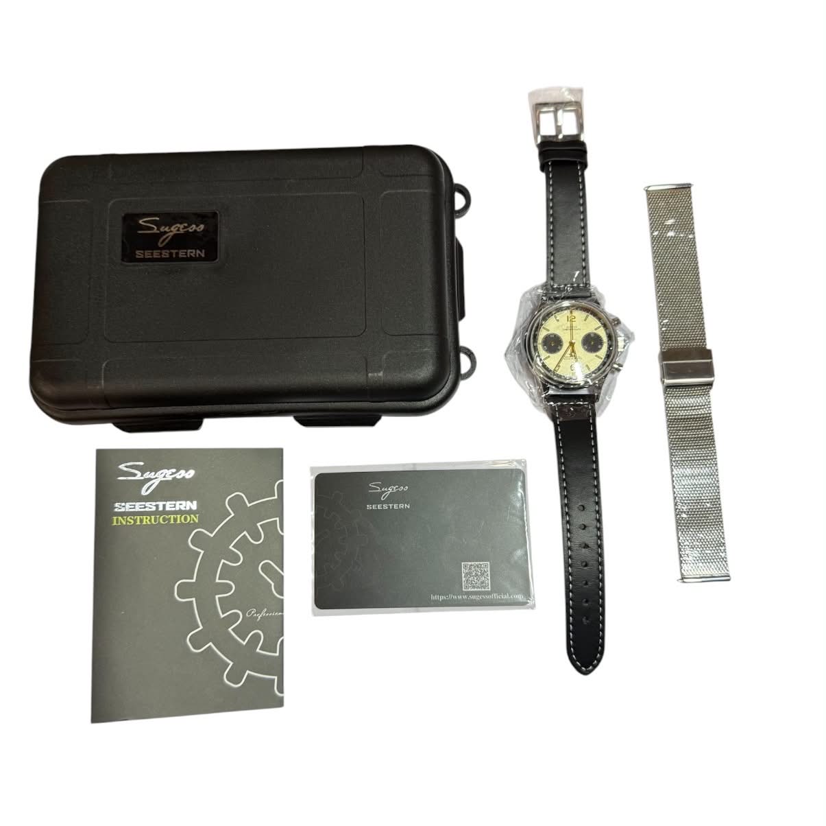 SUGESS 38mm Panda Chrono Heritage Mechanical Watch Hand Winding