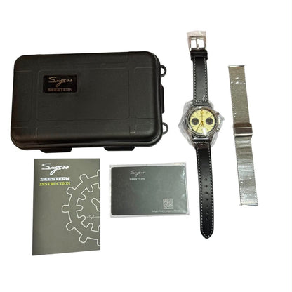 SUGESS 38mm Panda Chrono Heritage Mechanical Watch Hand Winding