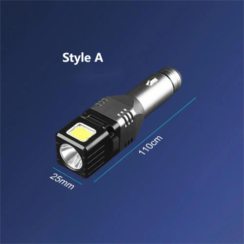Flashlight Mini Car Chargeable Lantern Powerful Lamp Built-in Li-ion Battery Car Cigarette Lighter Socket Light
