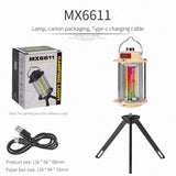 USB Rechargeable Flashlight Mini LED Camping Lamp Retro Hanging Lamp with Tripod