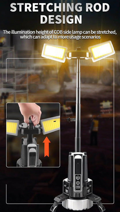 Dual-Light Pro Hand Lantern 3*LED+2*COB Telescopic Floodlights
