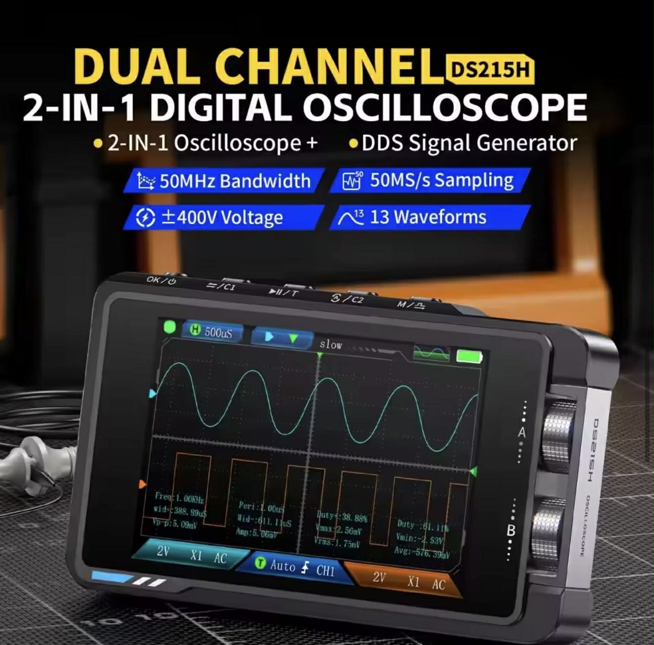 FNIRSI DS215H Handheld 2IN1 Dual Channel Oscilloscope