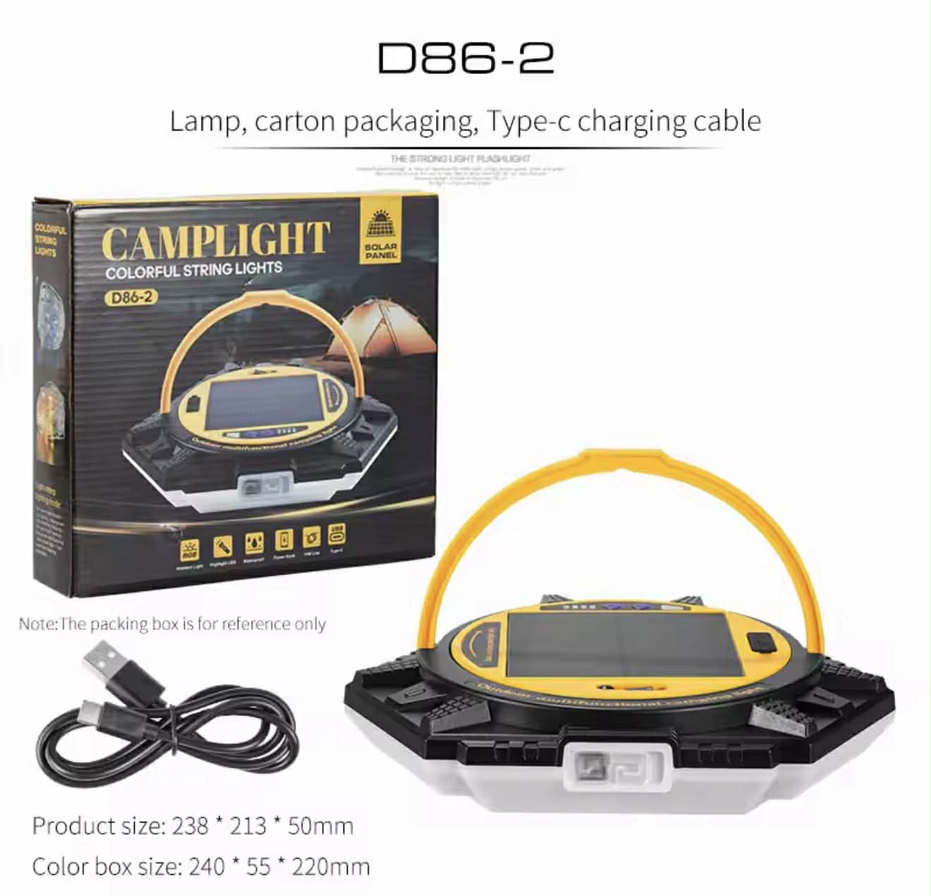 Camping Light + RGB Atmosphere String Light Solar W/Remote | D86-2