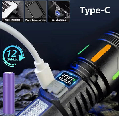 Handheld White Laser Wick Flashlight + 16*LED Side Light