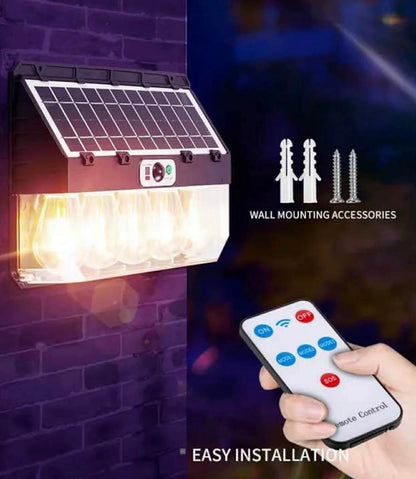 Tangsten Bulb Solar Wall Light W/Remote | 4 Bulb | W7116-4