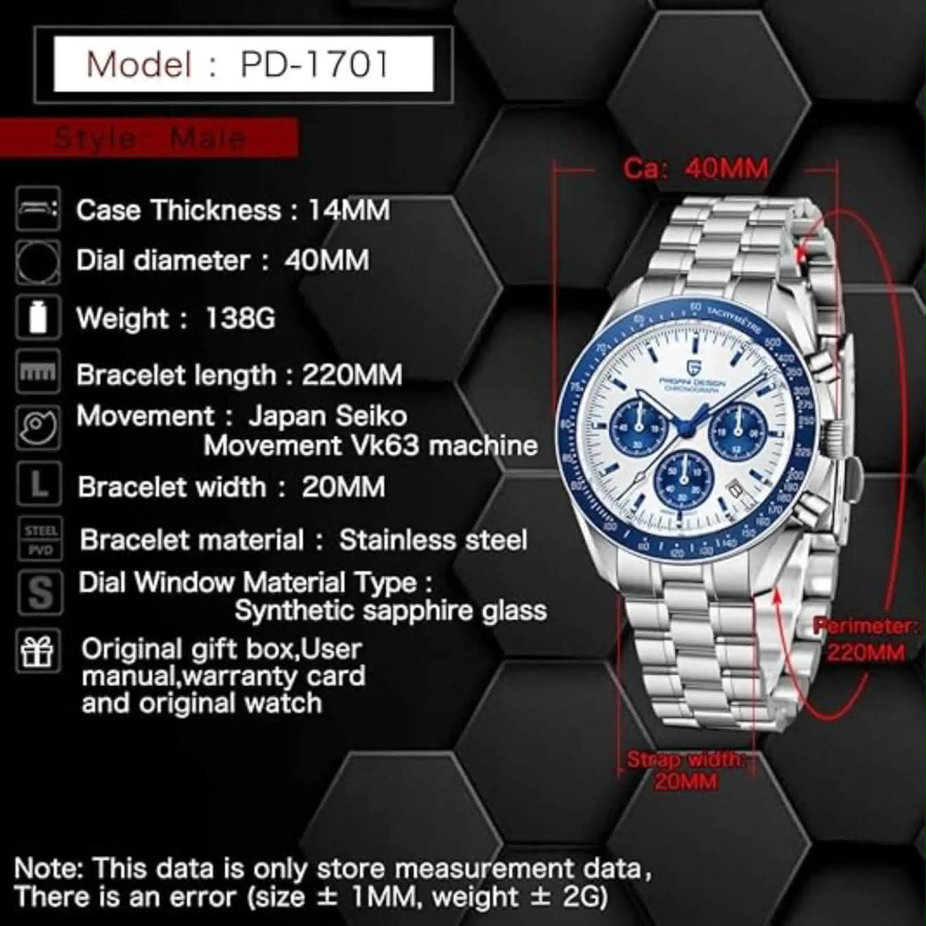 Pagani Design PD-1701 Chronograph Men's Watch