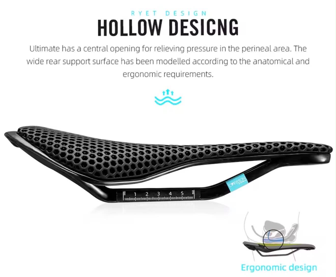 RYET CARBON WORKS K30 3D Printed Full Carbon Bicycle Saddle