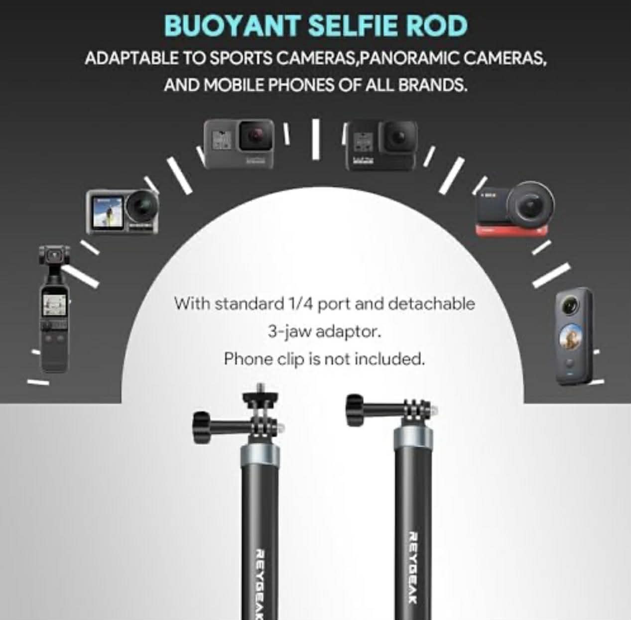 REYGEAK Carbon Fiber Selfie Stick Monopod | Action Cam