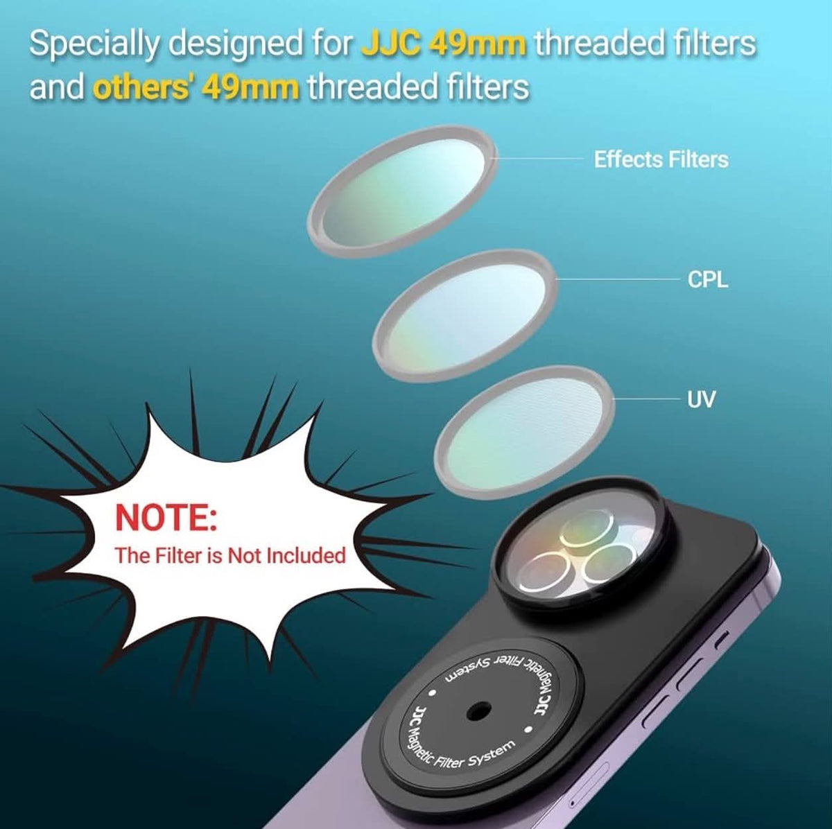JJC Magnetic Lens 49mm Filter Mount Adapter Kit | iPhone | JJC MFS-IPM
