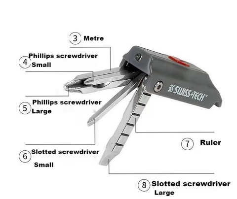 SWISS+TECH Multifunctional LED Keychain Tool Portable Combination Gadget