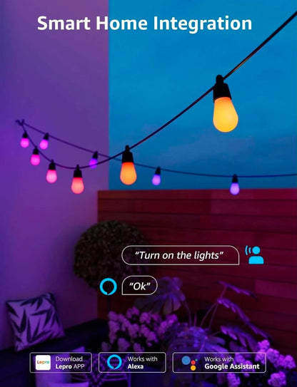 Lepro ZB1 AI Smart Outdoor String Lights W/APP | 15M