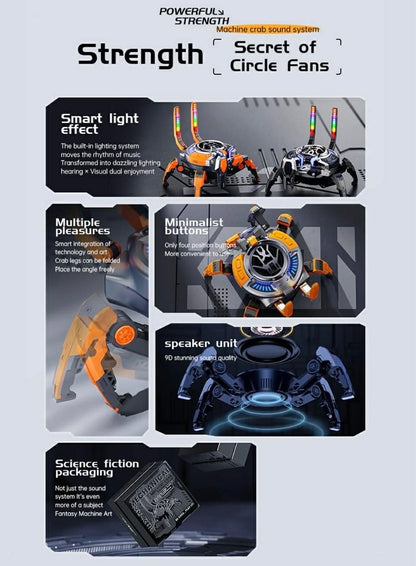 MY-301 Mechanical Crab TWS Wireless BT Speaker | Grey