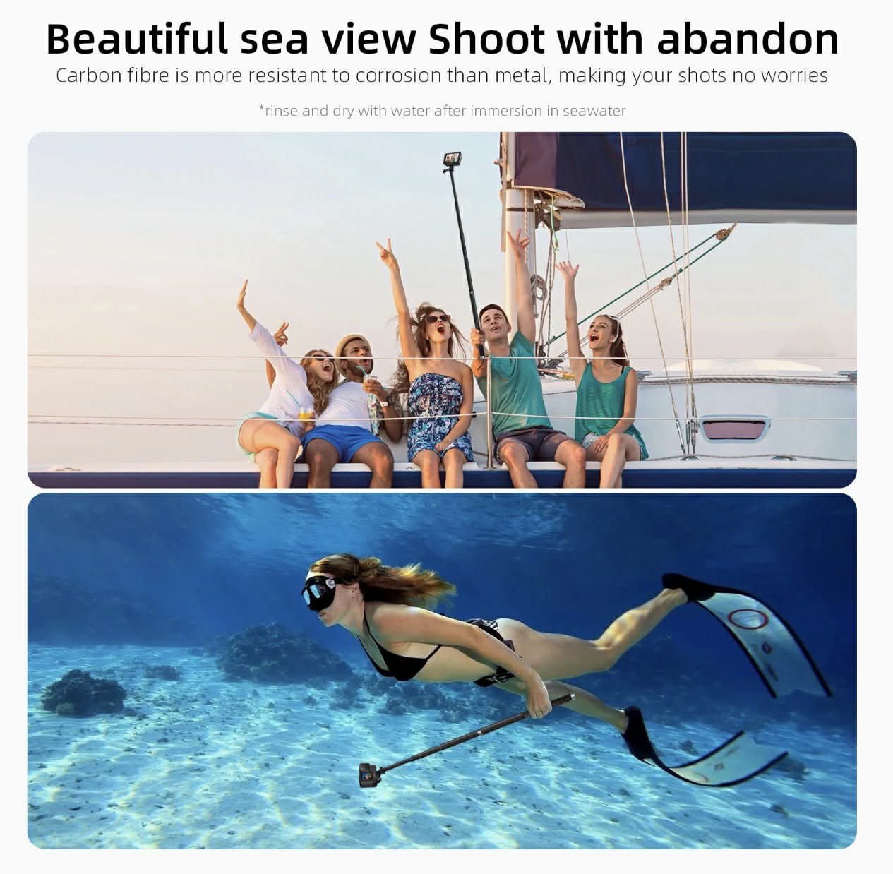 REYGEAK Carbon Fiber Selfie Stick Monopod | Action Cam