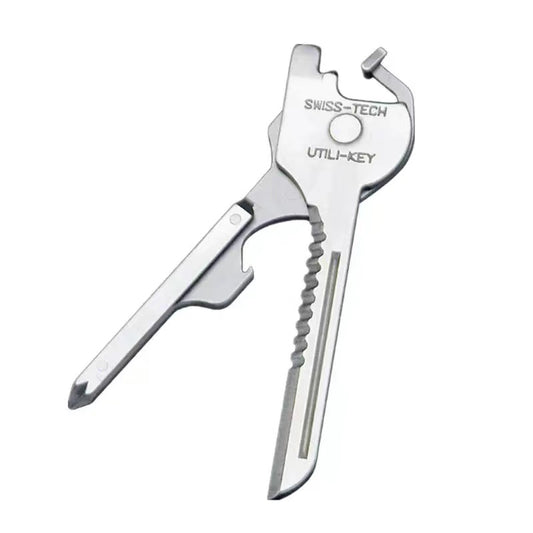 Multifunctional mini combination outdoor tool 6 in 1 bottle opener spiral knife folding knife key button