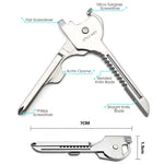 Multifunctional mini combination outdoor tool 6 in 1 bottle opener spiral knife folding knife key button