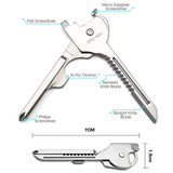 Multifunctional mini combination outdoor tool 6 in 1 bottle opener spiral knife folding knife key button