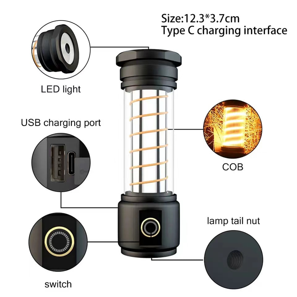Portable Tent Light Atmosphere Camping Lantern Waterproof Camping Lights Emergency Torch Power Bank Rechargeable Flashlight