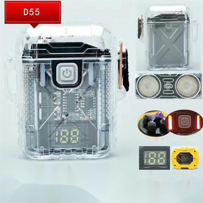 Outdoor Windproof Waterproof Pulse Dual Arc Lighter Type C Rapid Charge Lighting Flashlight Upscale Intelligent Portable Lighter
