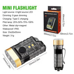 Mini Portable Key Light LED Flashlight TYPE C Rechargeable Camping Hiking Lantern High Power Luminous Flash Light Pocket Torch