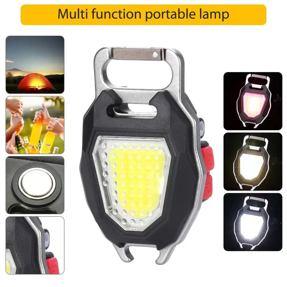 Mutifuction Portable keychain light LED Flashlight COB Emergency Lamp For Cigarette lighter Corkscrew Outdoor Camping Work Light