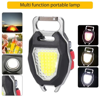 Mutifuction Portable keychain light LED Flashlight COB Emergency Lamp For Cigarette lighter Corkscrew Outdoor Camping Work Light