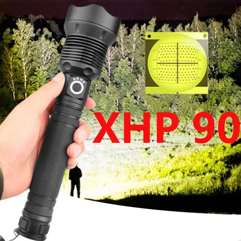 XHP90 Ultra Powerful 26650 LED Flashlight Lamp USB Rechargeable Tactical Light 18650 Zoom Camp Torch
