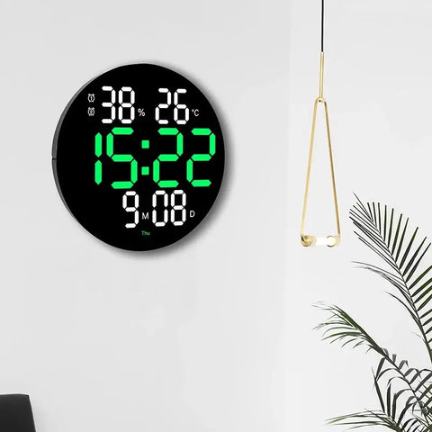 Round Digital Wall Clock 12 24Hr USB Powerd Silent Modern Design
