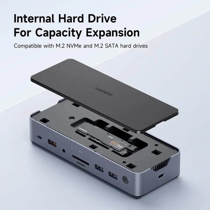 HAGiBiS 15-in-1 USB-C Triple Display M.2 SSD Docking Station 2.5G Ethernet