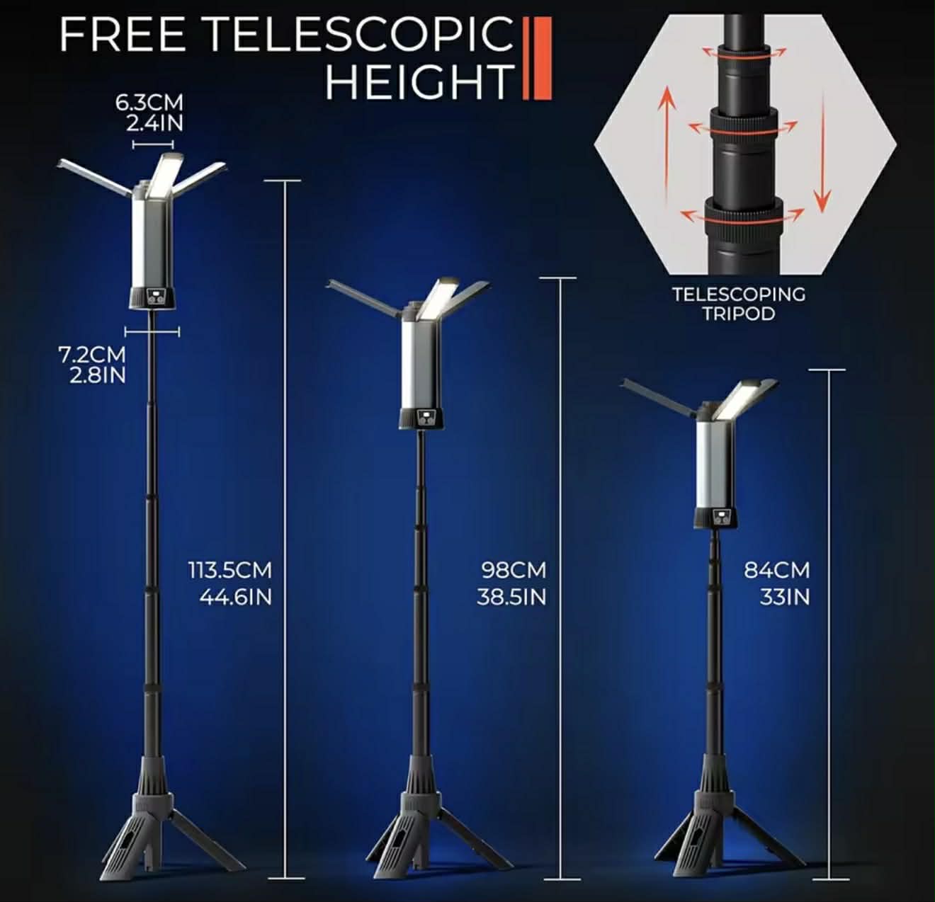 Floodlight P50+3*COB Mag Tail W/Telescopic Tripod | G13